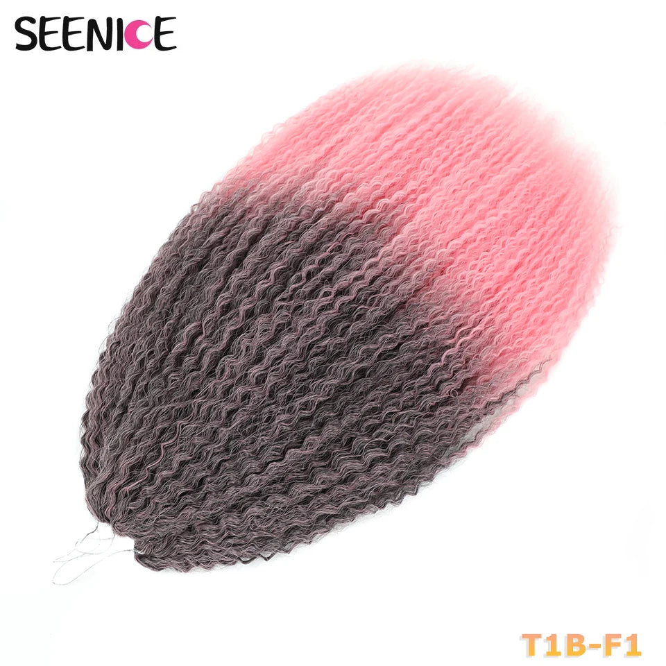 Extension Crochet Brazilian Braids Afro Curls - Mèches Tresses Synthétiques Kinky Curly Africaines Ombré Rose pour Femmes