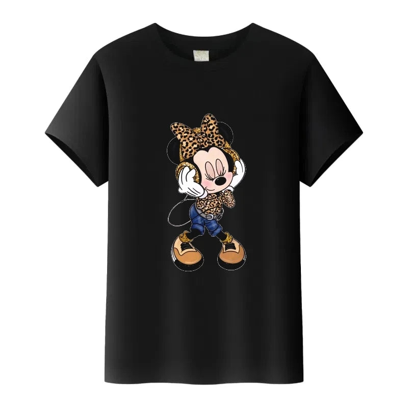 T-Shirt Disney Minnie Femme Enfant - Cartoon Kawaii Blanc Oversize - Mode Casual