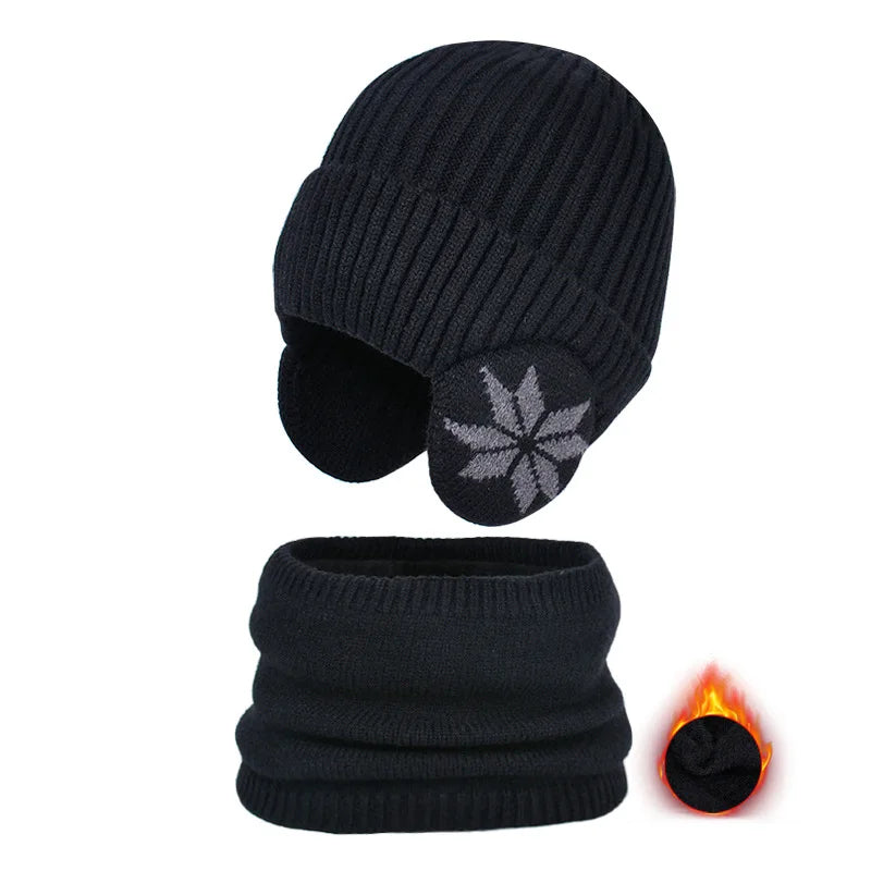 Ensemble 2 Bonnets Tricotés Enfant Doublure Polaire - Chapeau Écharpe Hiver 4-10 Ans