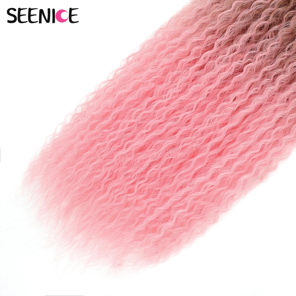 Extension Crochet Brazilian Braids Afro Curls - Mèches Tresses Synthétiques Kinky Curly Africaines Ombré Rose pour Femmes