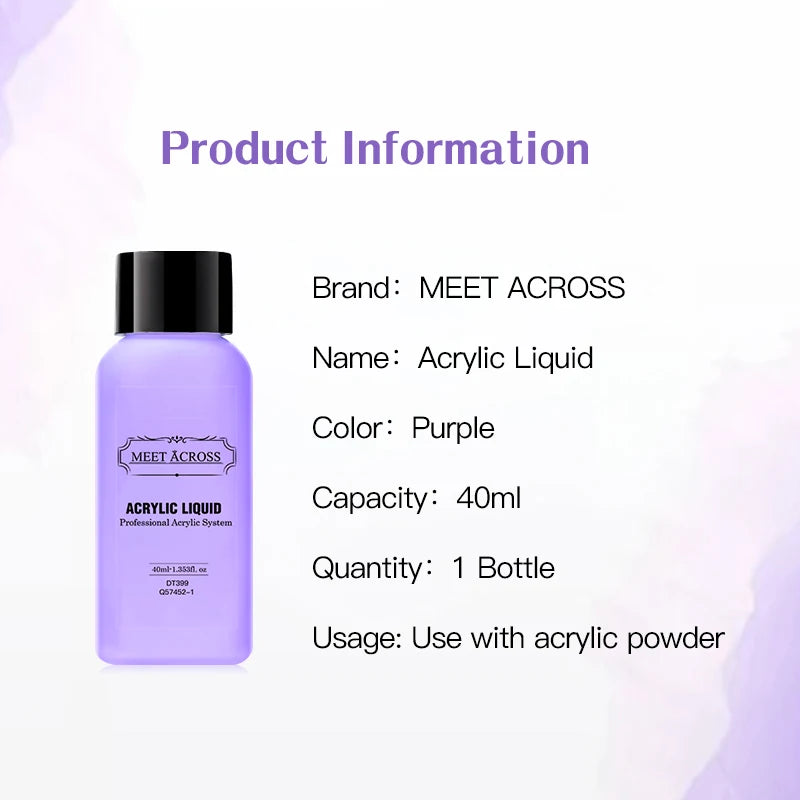 Poudre Acrylique MEET ACROSS 10g - Nude Rose Transparent Blanc Ongles Acrylique Polymère Professionnel Nail Art Extension Sans Lampe