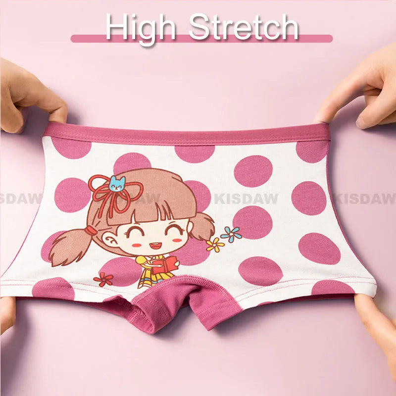 Lot Culottes Filles Motifs Cartoon - Boxers Coton Doux Sous-Vêtements Enfant