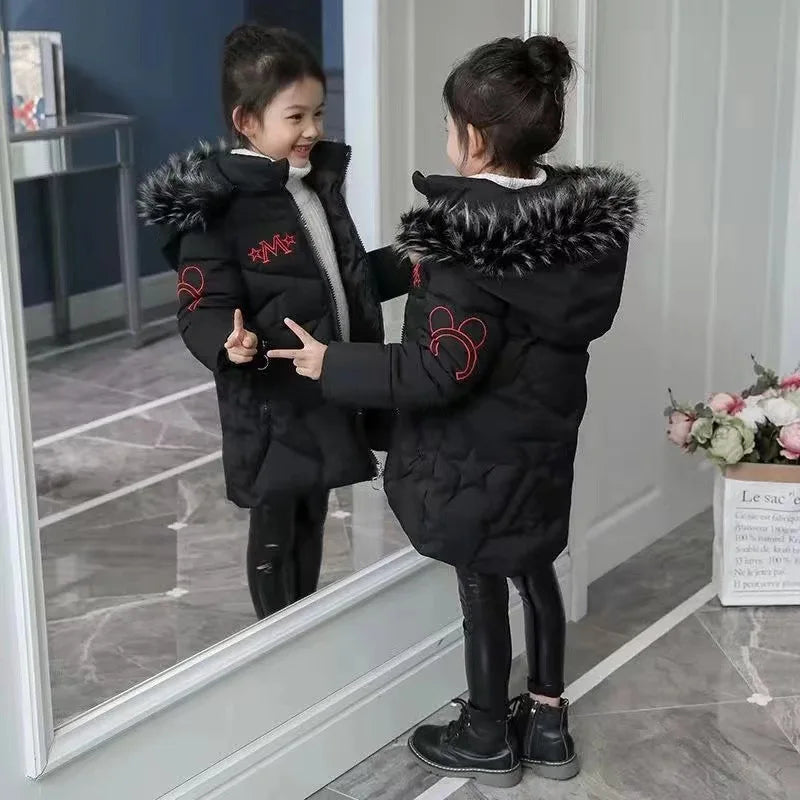 Manteau Hiver Fille 3-10 ans - Parka Chaude Capuche Fourrure Imperméable
