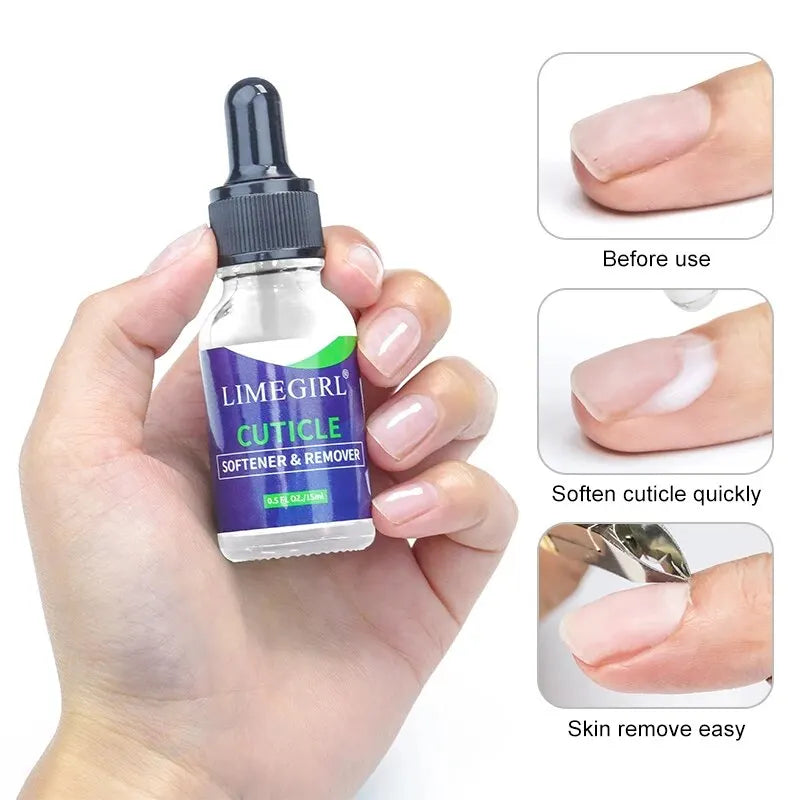 Huile Ramollissante Cuticules 15ml - Retrait Cuticules Gel Envahissantes Adoucit Élimine Exfoliant Ongles Manucure Pédicure