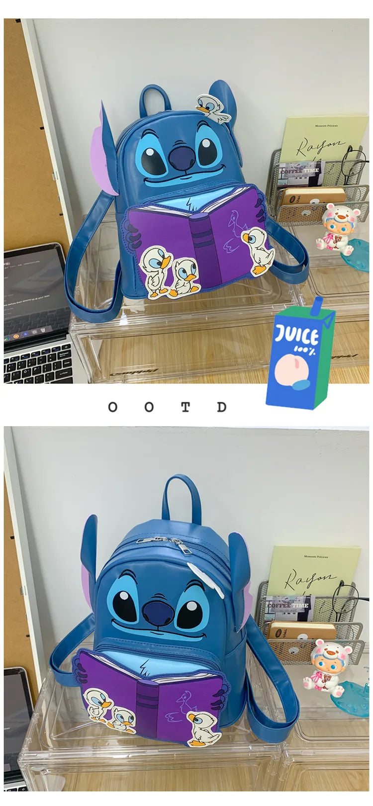 Sac à Dos Enfant Disney Marie & Stitch - Cartable PU Kawaii Fille Casual Outdoor Cadeau Épaules
