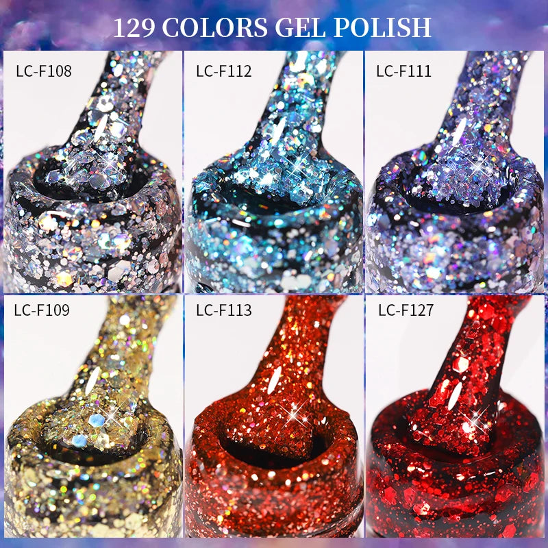 Vernis Gel LILYCUTE Paillettes Sequins Brillant - Couleurs Printemps Été Semi-Permanent UV Soak Off Manucure Nail Art