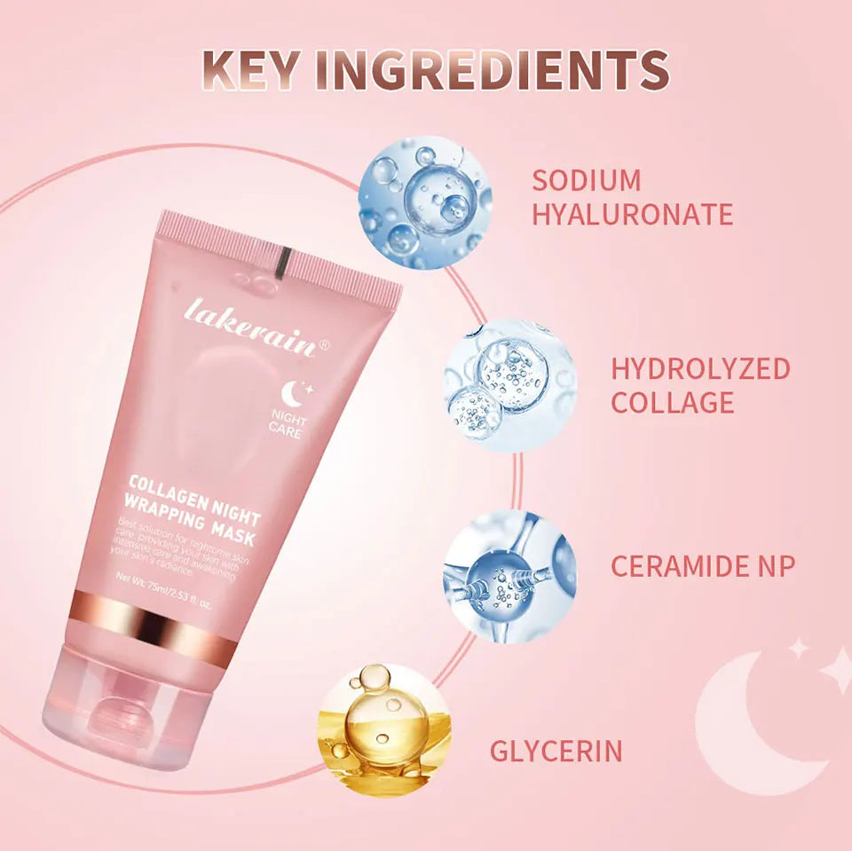 Crème Gelée Collagène Hydrolysé - Masque Nuit Hydratant Raffermissant Peel-Off