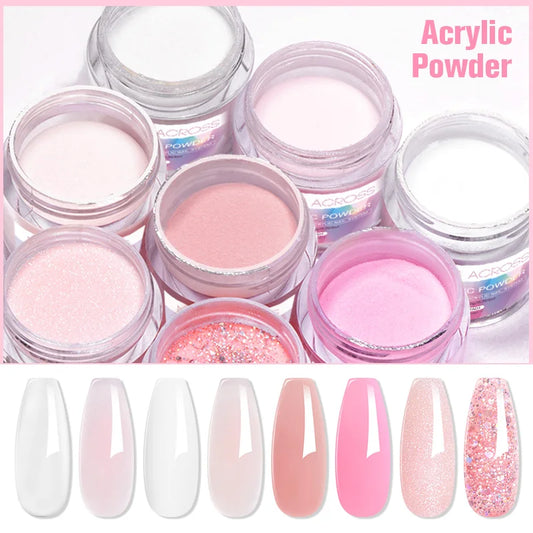 Poudre Acrylique MEET ACROSS 10g - Nude Rose Transparent Blanc Ongles Acrylique Polymère Professionnel Nail Art Extension Sans Lampe