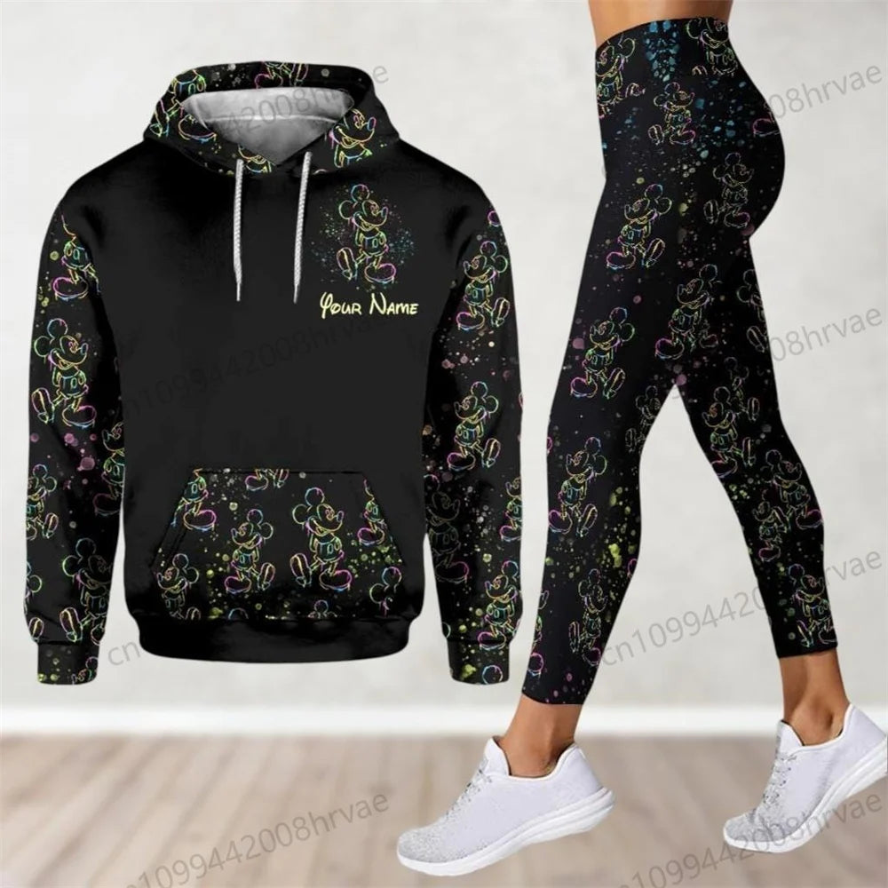 Ensemble Minnie Mouse Femme - Sweat à Capuche + Legging Yoga Disney Streetwear
