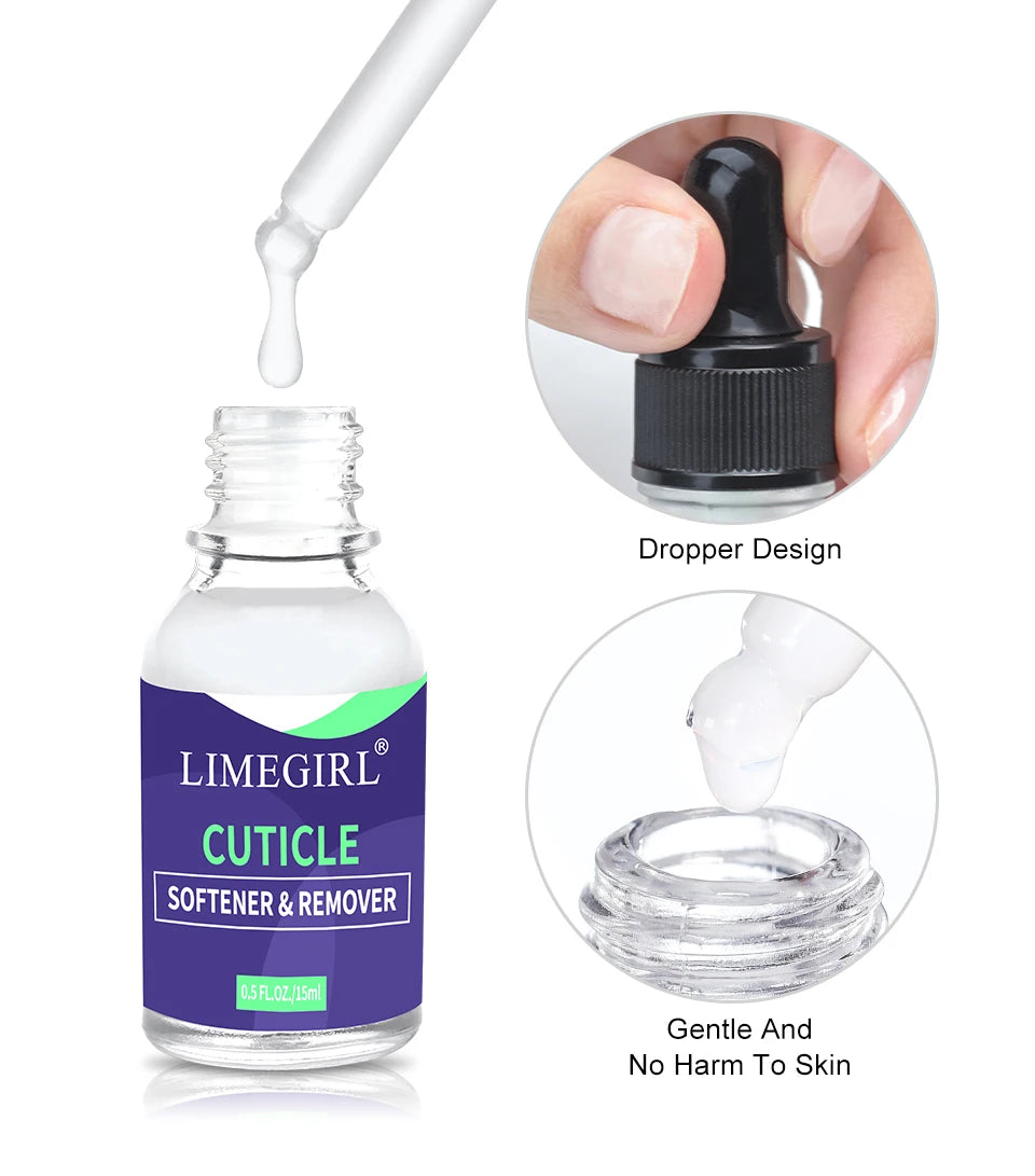 Huile Ramollissante Cuticules 15ml - Retrait Cuticules Gel Envahissantes Adoucit Élimine Exfoliant Ongles Manucure Pédicure