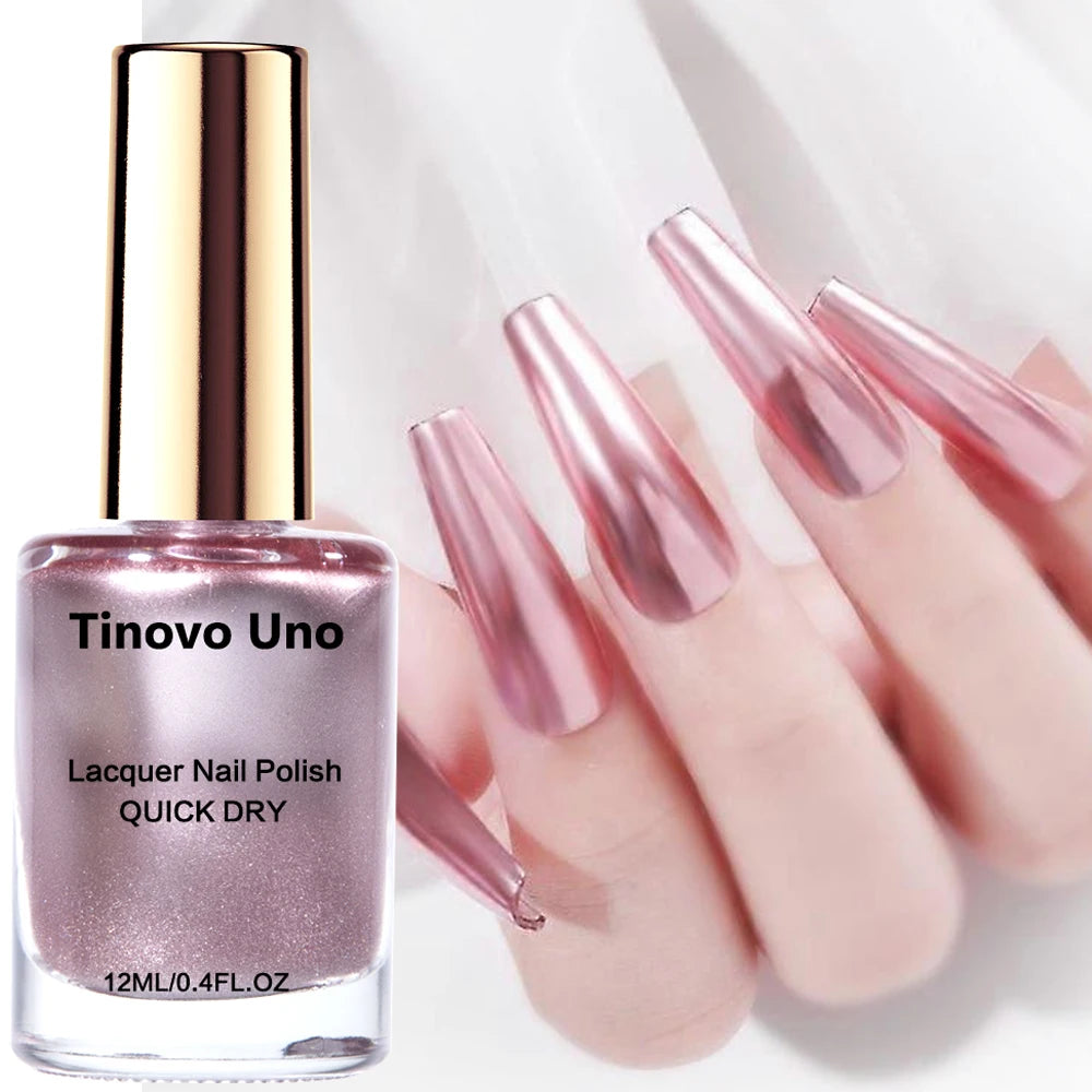 Vernis Ongles Tinovo Uno Rose Gold Métallique - Fortifiant Ongles Séchage Rapide Effet Miroir Laque Vernis Manucure Nail Art