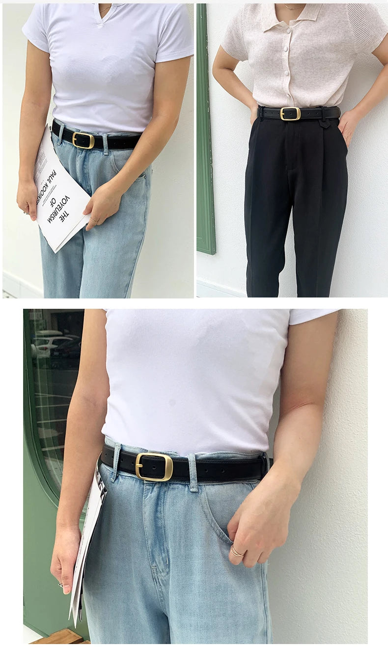 Ceinture Femme DINISITON Fashion Jeans - Boucle Alliage Pin Luxe Design Tendance Accessoire