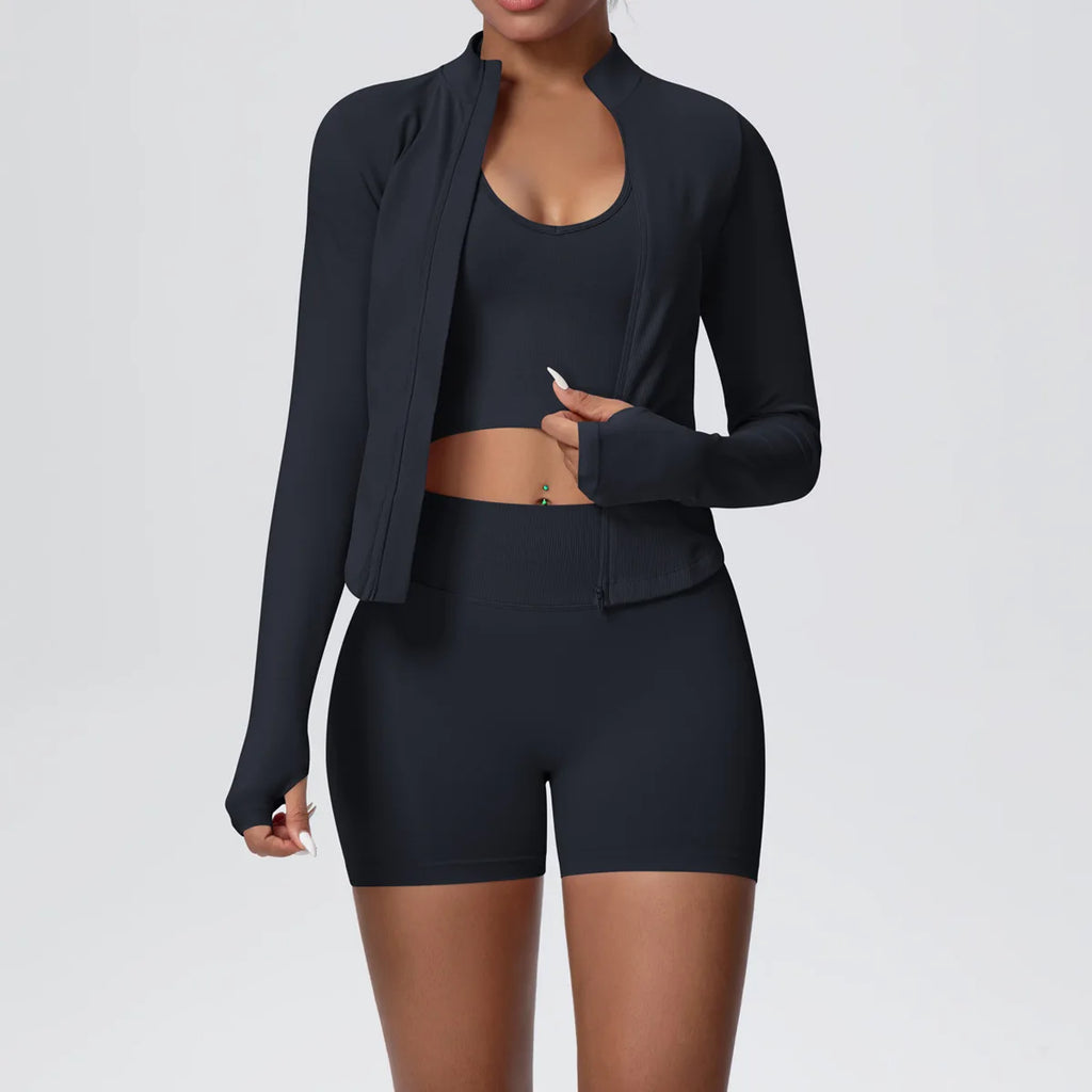 Ensemble Sport Femme 3 Pièces Sans Coutures – Yoga & Fitness