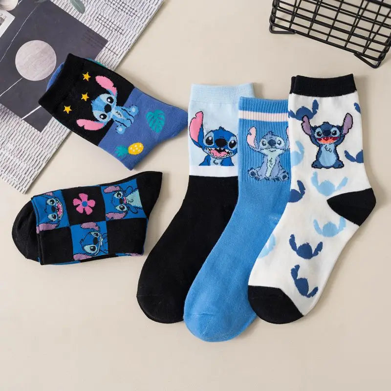 Lot 5 Paires Chaussettes Stitch Disney Ado - Socquettes Coton Mode Tendance