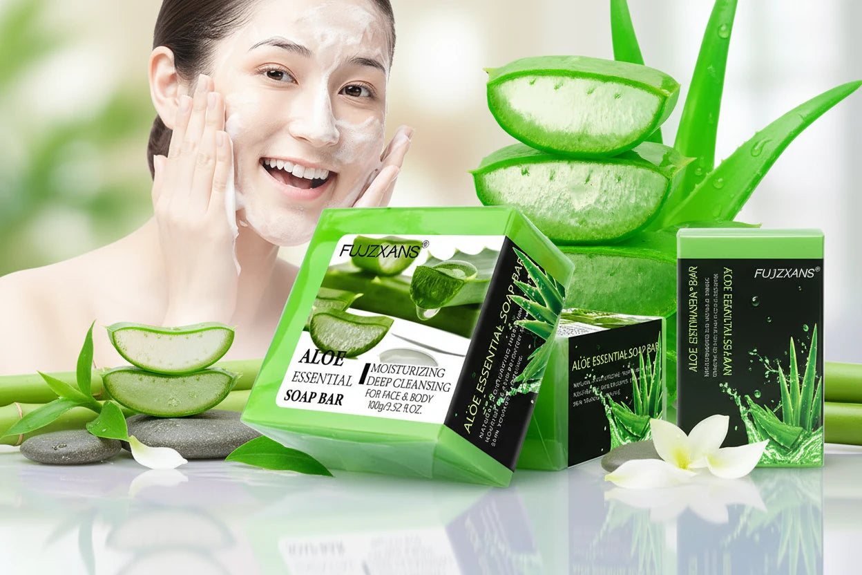 Savon Aloe Vera Visage 100g - Pain Nettoyant Hydratant Artisanal Huiles Essentielles Corps Visage Beauté Naturel
