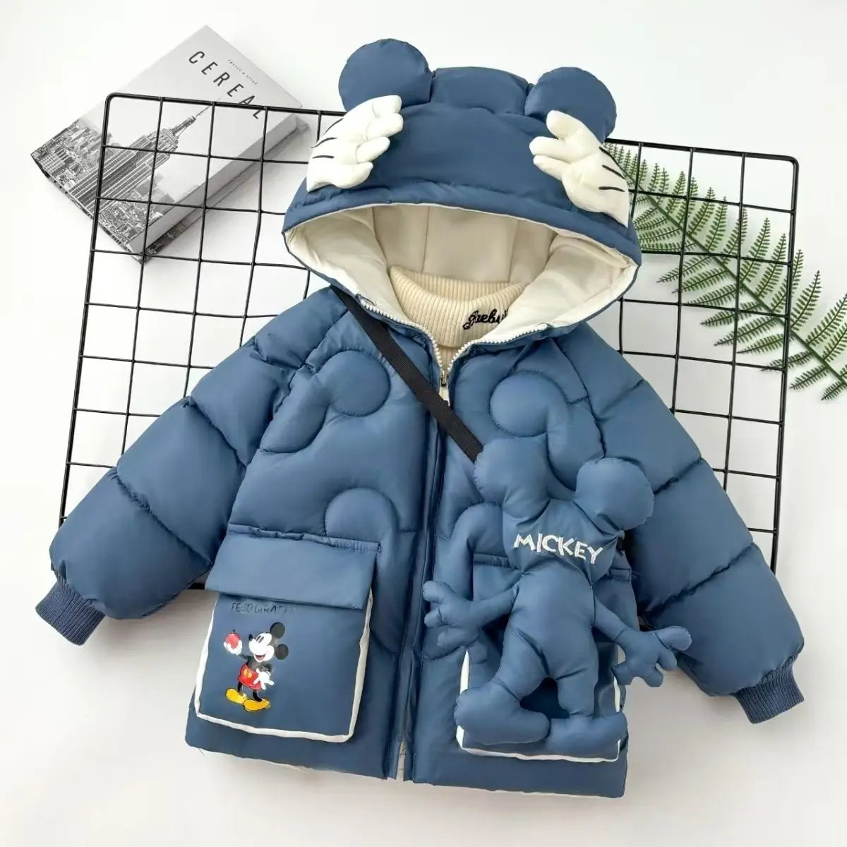 Doudoune Mickey Mouse Garçon - Manteau Hiver Chaud Capuche + Sac