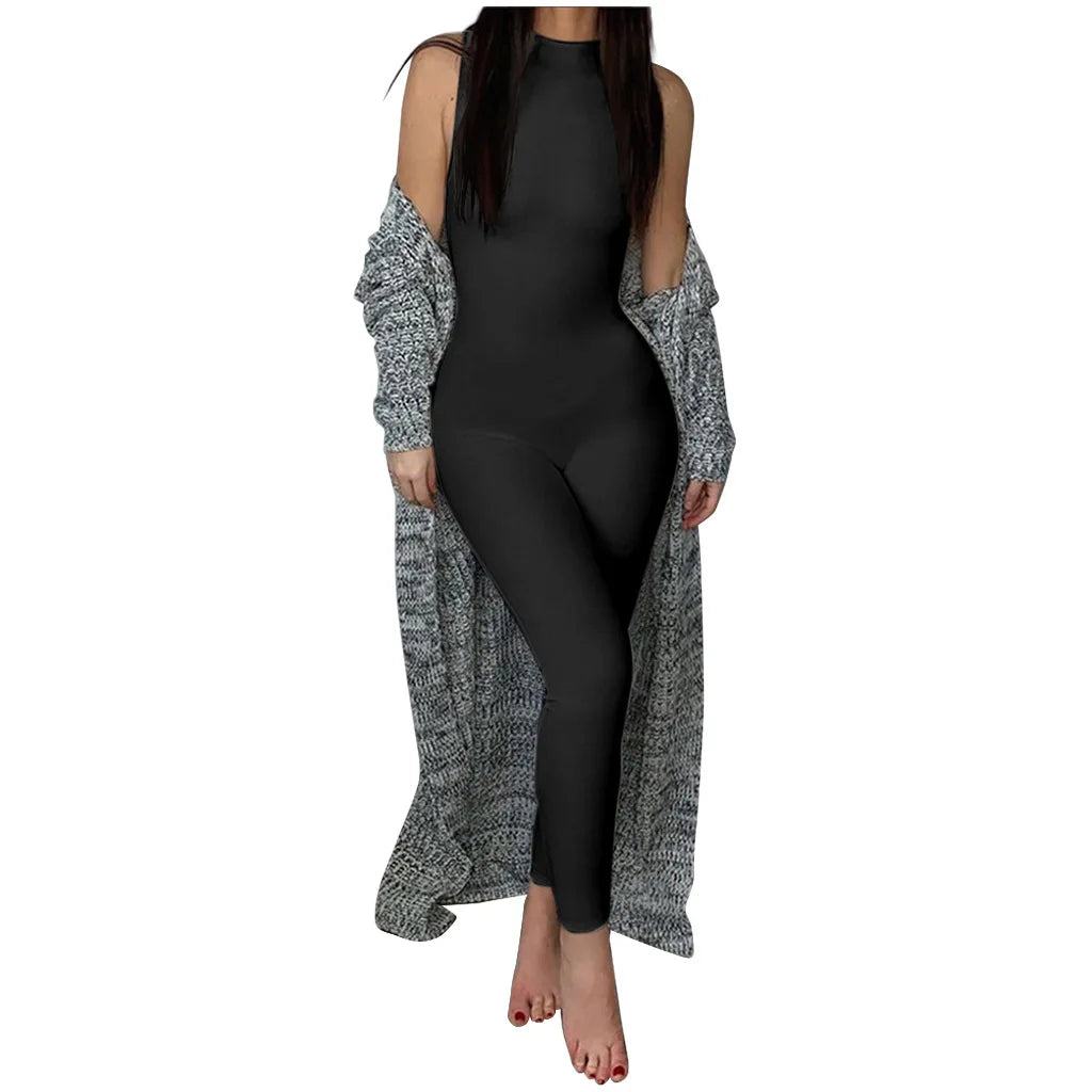 Combinaison Femme Slim Sans Manches - Jumpsuit Sport Fitness Casual Été