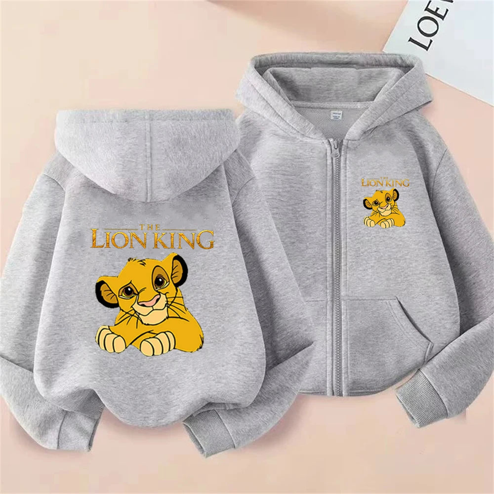 Sweat à Capuche Le Roi Lion Simba Fille Rose Zip 3-12 Ans - Hoodie Anime Manches Longues