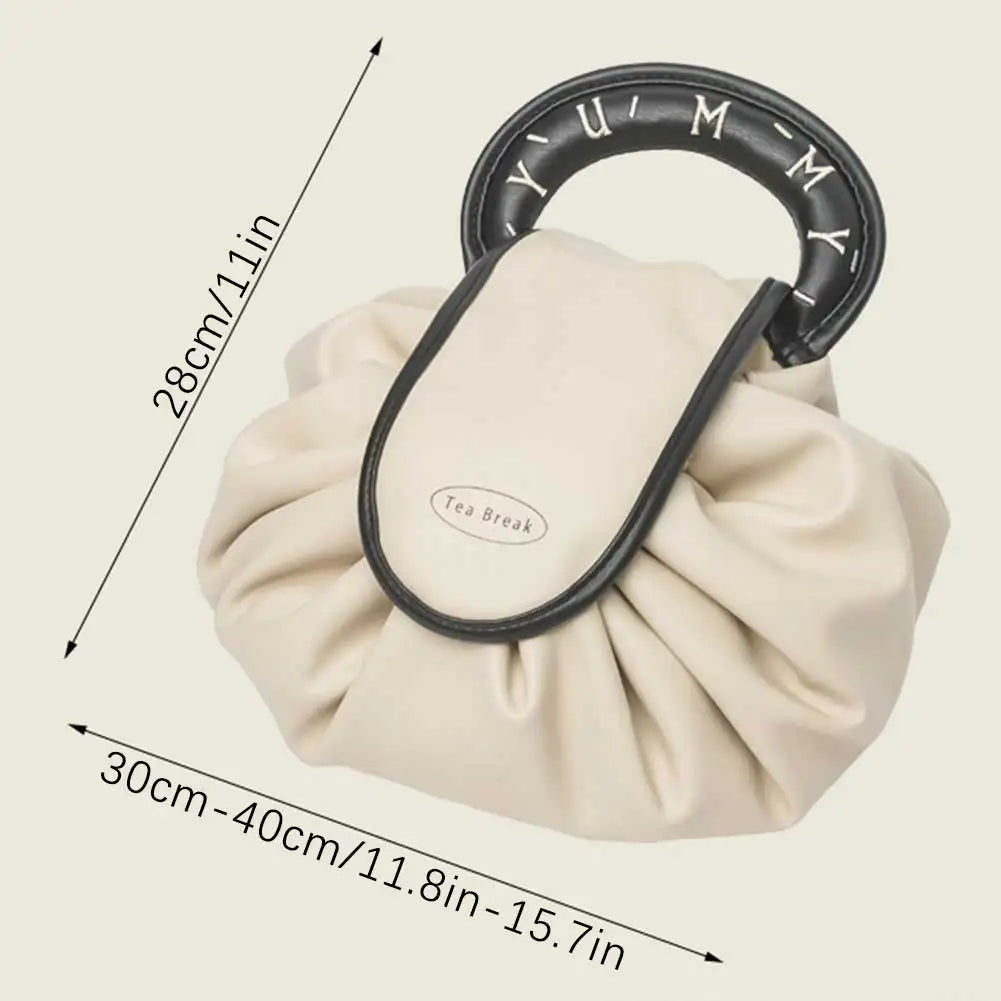 Sac de Maquillage Portable Usage Quotidien Grande Capacité Trousse de Toilette Voyage Femme Pochette Cosmétique à Cordon