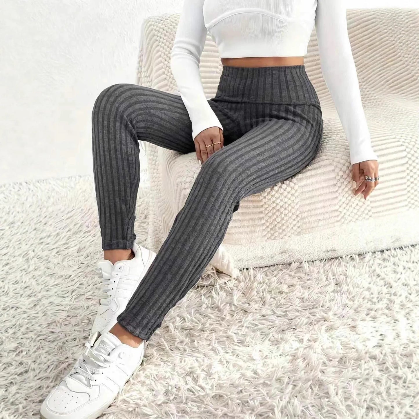 Pantalon Femme Large Taille Élastique - Casual Couleur Unie