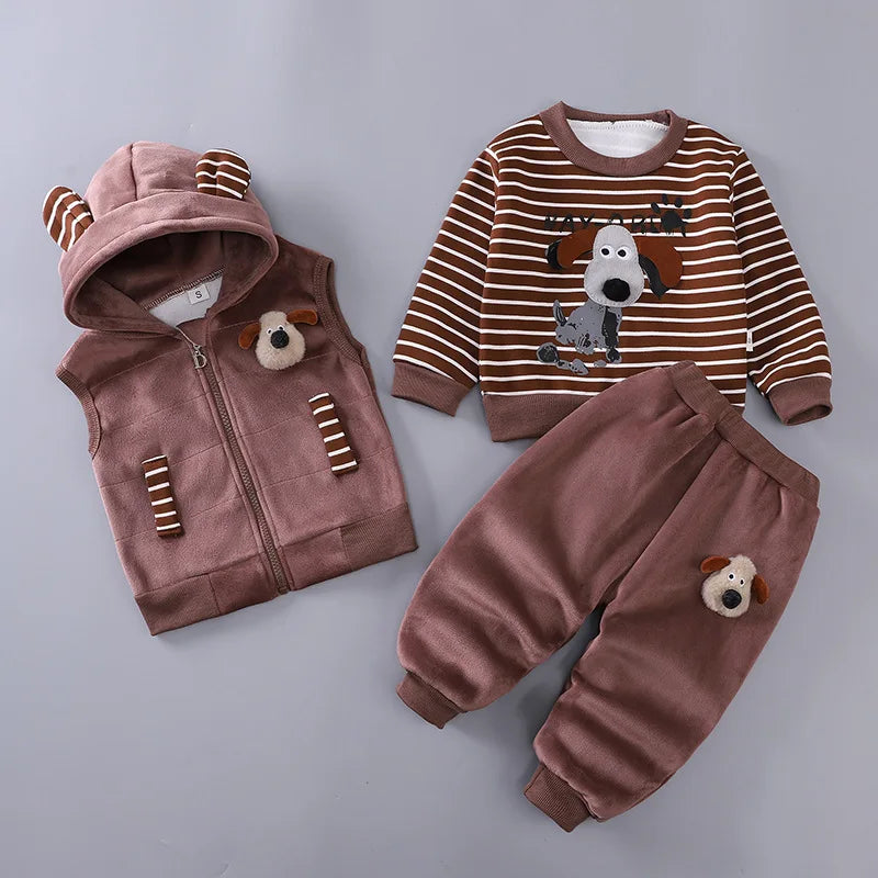 Ensemble 3 Pièces Bébé Hiver - Sweat + Pantalon + Gilet à Capuche - Vêtements Chauds Automne