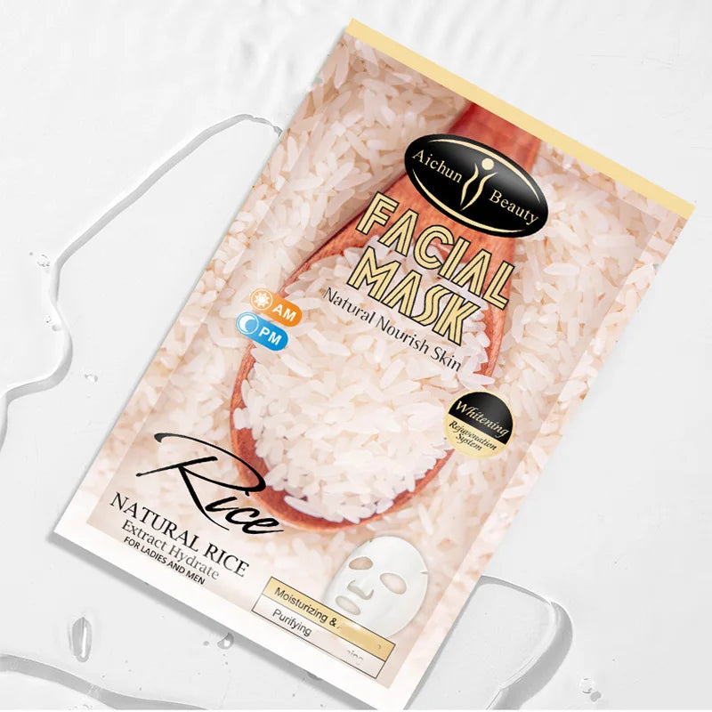 Masque Visage Fruits Naturels Plantes - Hydratant Contrôle Sébum Myrtille Concombre Grenade Aloe Vera Tissu