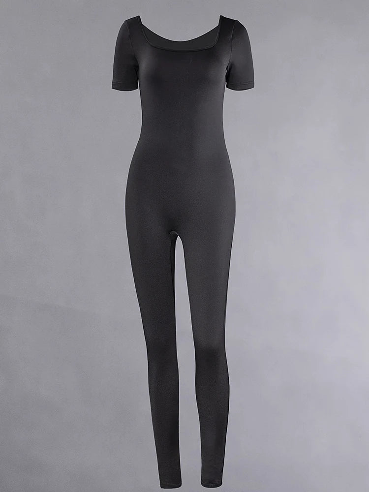 Combinaison Femme Sport Manches Courtes - Body Moulant Fitness Casual Streetwear