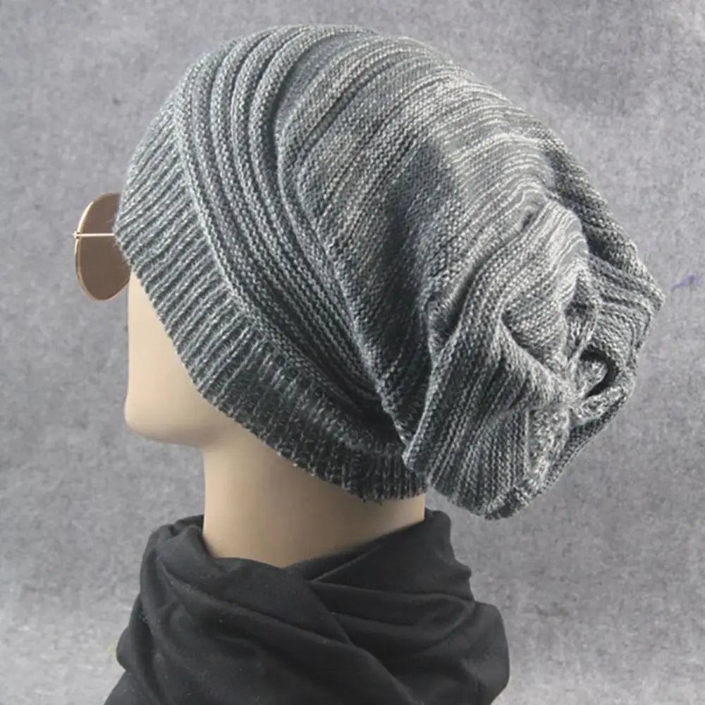 Bonnet Hiver Tricot Rayé Plissé - Laine Chaud Casual Mixte Outdoor