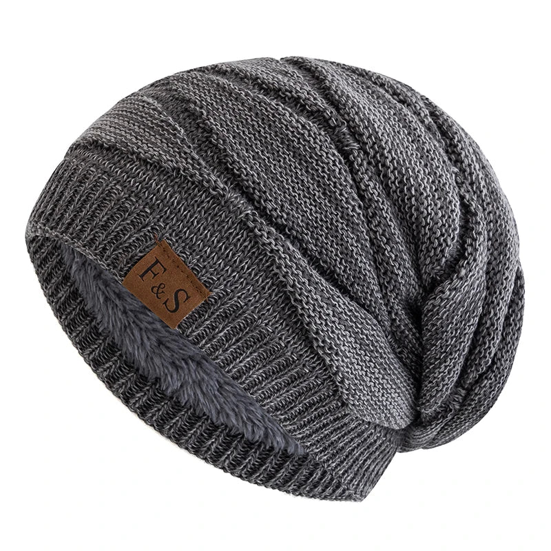 Bonnet Hiver Mixte Slouchy Doublé Polaire - Tricot Chaud Casual Unisexe