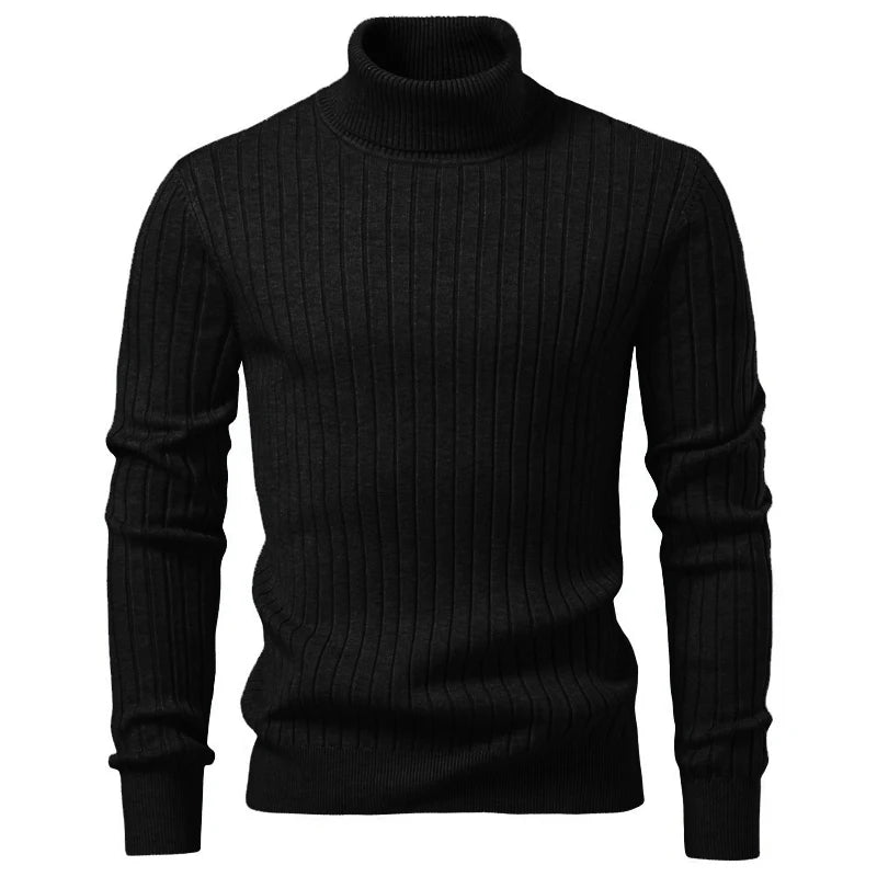 Pull Homme Col Roulé Rayures - Laine Chaud Hiver