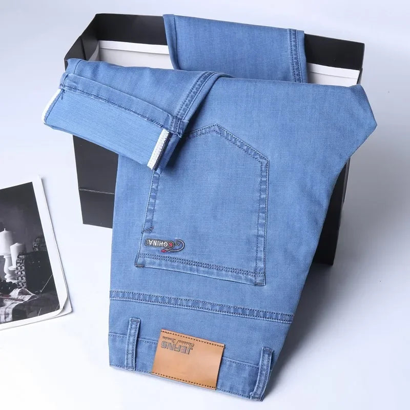 Jean Denim Léger Homme - Bleu Stretch Coton Printemps Été