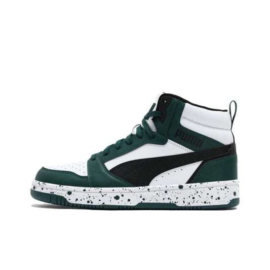 Baskets Puma Rebound V6 Mixte 400849-01 - Mid-Top Skate Résistantes Blanc Vert