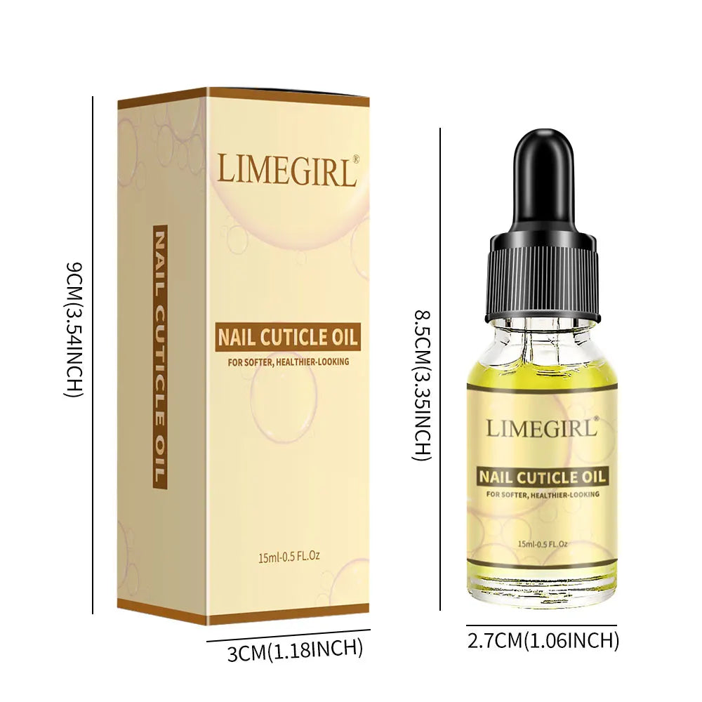 LIMEGIRL Huile Nourrissante Ongles Cuticules 15ml - Répare Ongles Abîmés Hydratante Fortifiante Illuminatrice Soin Manucure