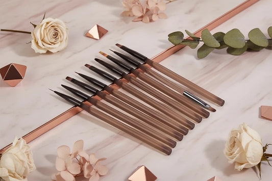 Set 9 Pinceaux Gel UV Nail Art - Liner Peinture DIY Manucure Acrylique Dessin Design Ongles Outils Professionnels