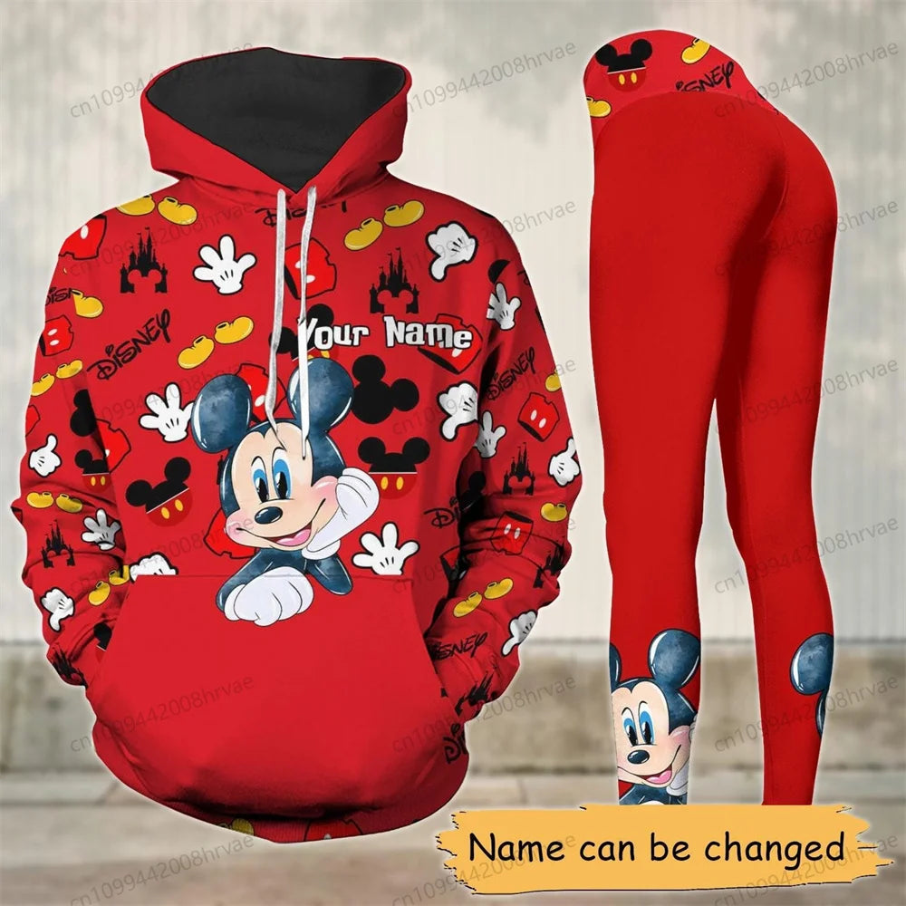 Ensemble Minnie Mouse Femme - Sweat à Capuche + Legging Yoga Disney Streetwear