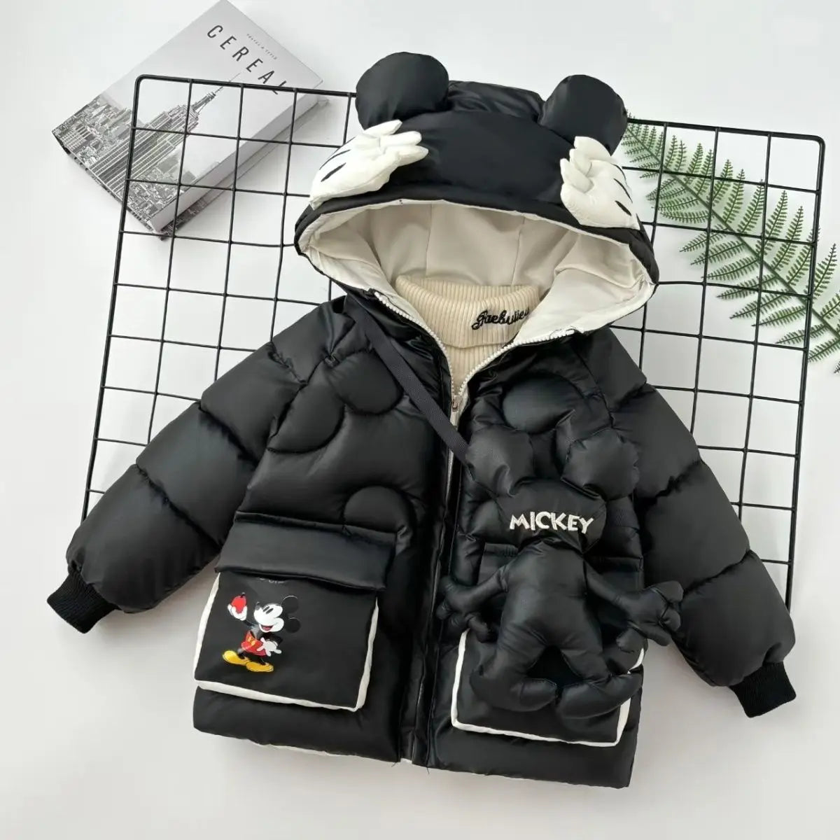 Doudoune Mickey Mouse Garçon - Manteau Hiver Chaud Capuche + Sac