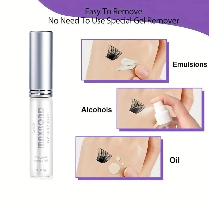 Colle Faux Cils 7g Longue Tenue - Waterproof Séchage Rapide Non-Irritante Naturelle DIY Applicateur