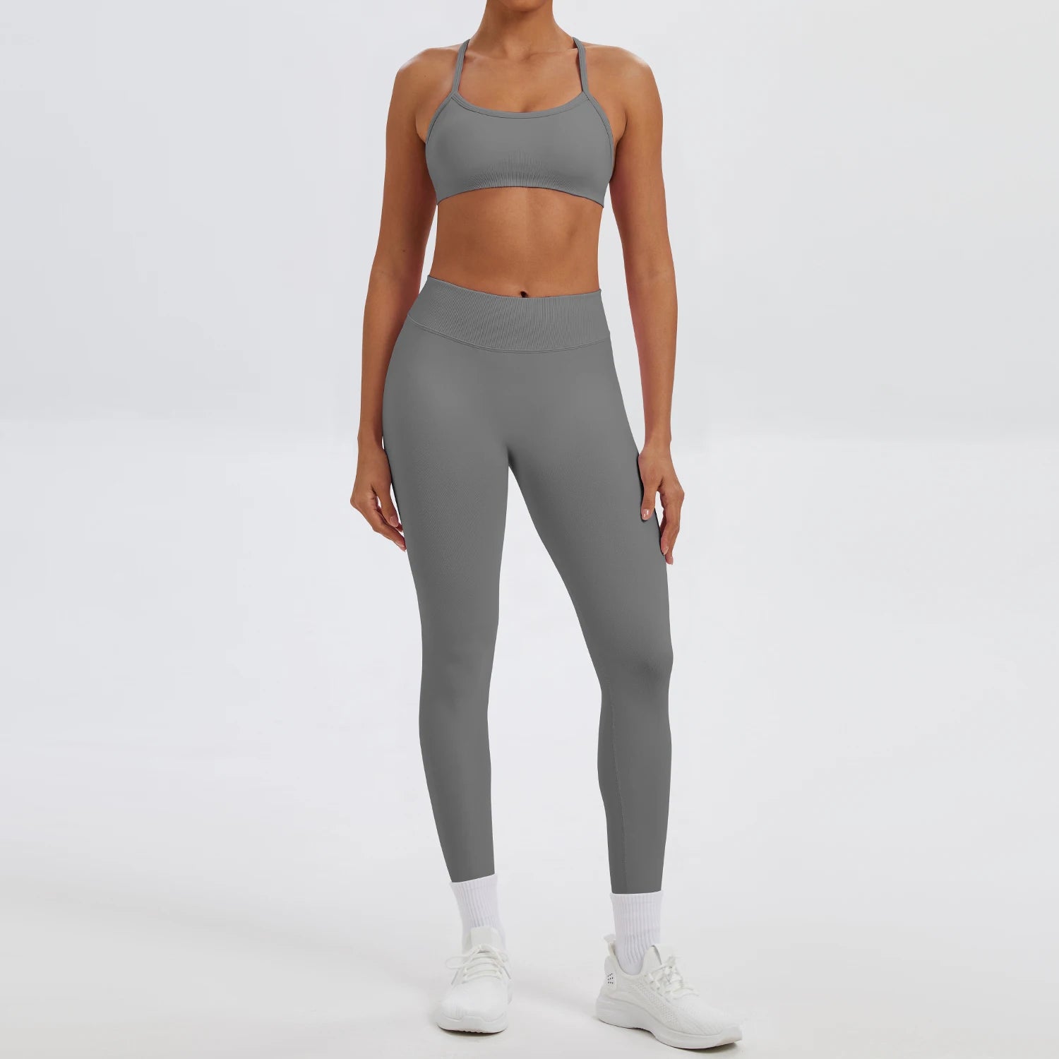 Ensemble Sport Femme 2 Pièces Sans Coutures – Top & Legging Yoga