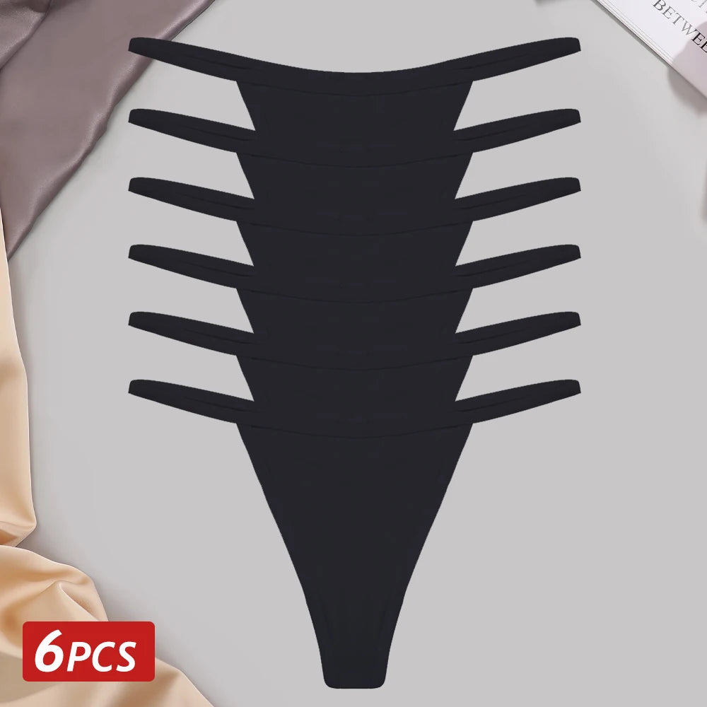 Lot 6 Culottes Coton Femme - Strings Taille Basse Sans Couture | Lingerie Sexy Respirante