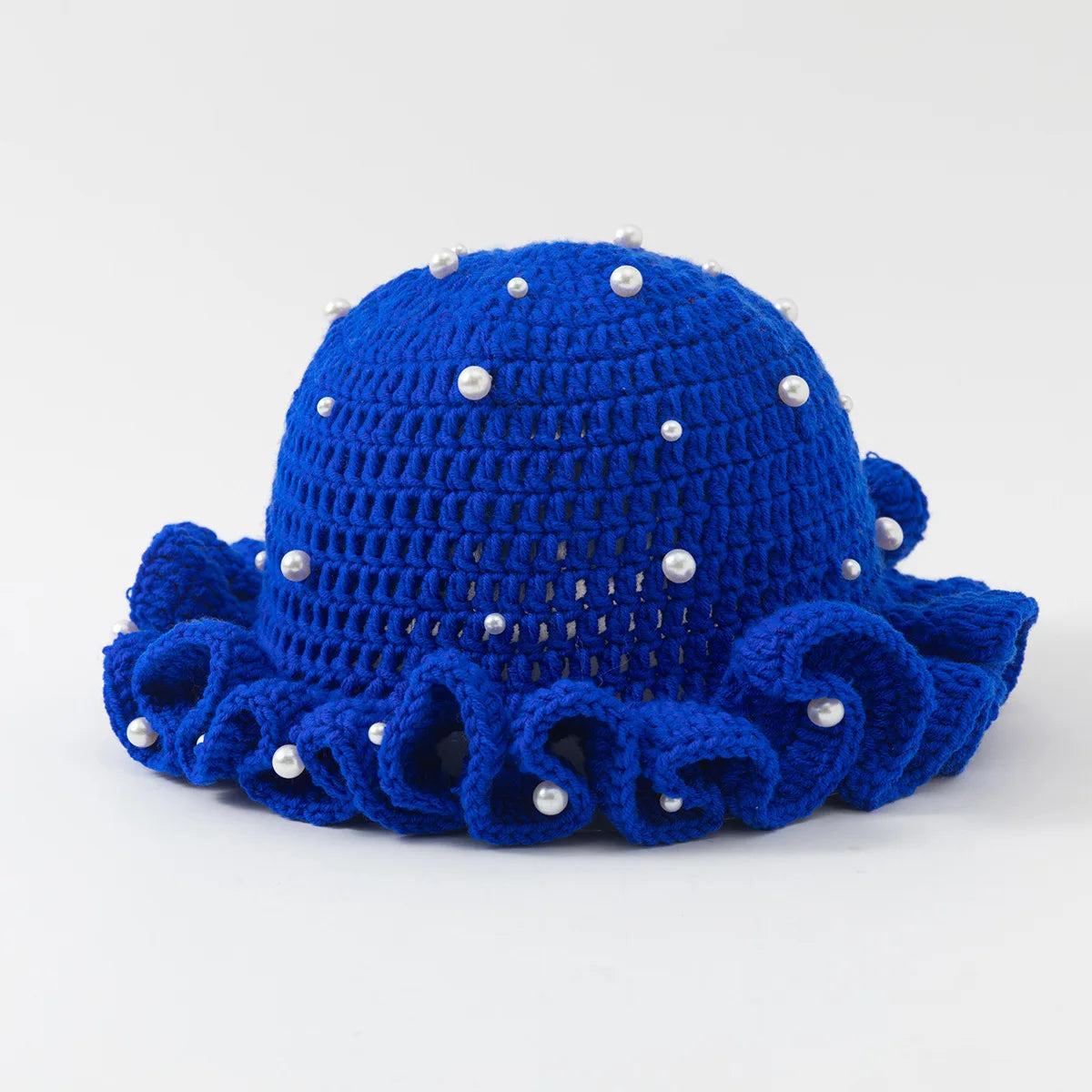 Chapeau Bob Crochet Fait Main Femme - Bonnet Pêcheur à Volants Bordure Plissée pour Automne Hiver