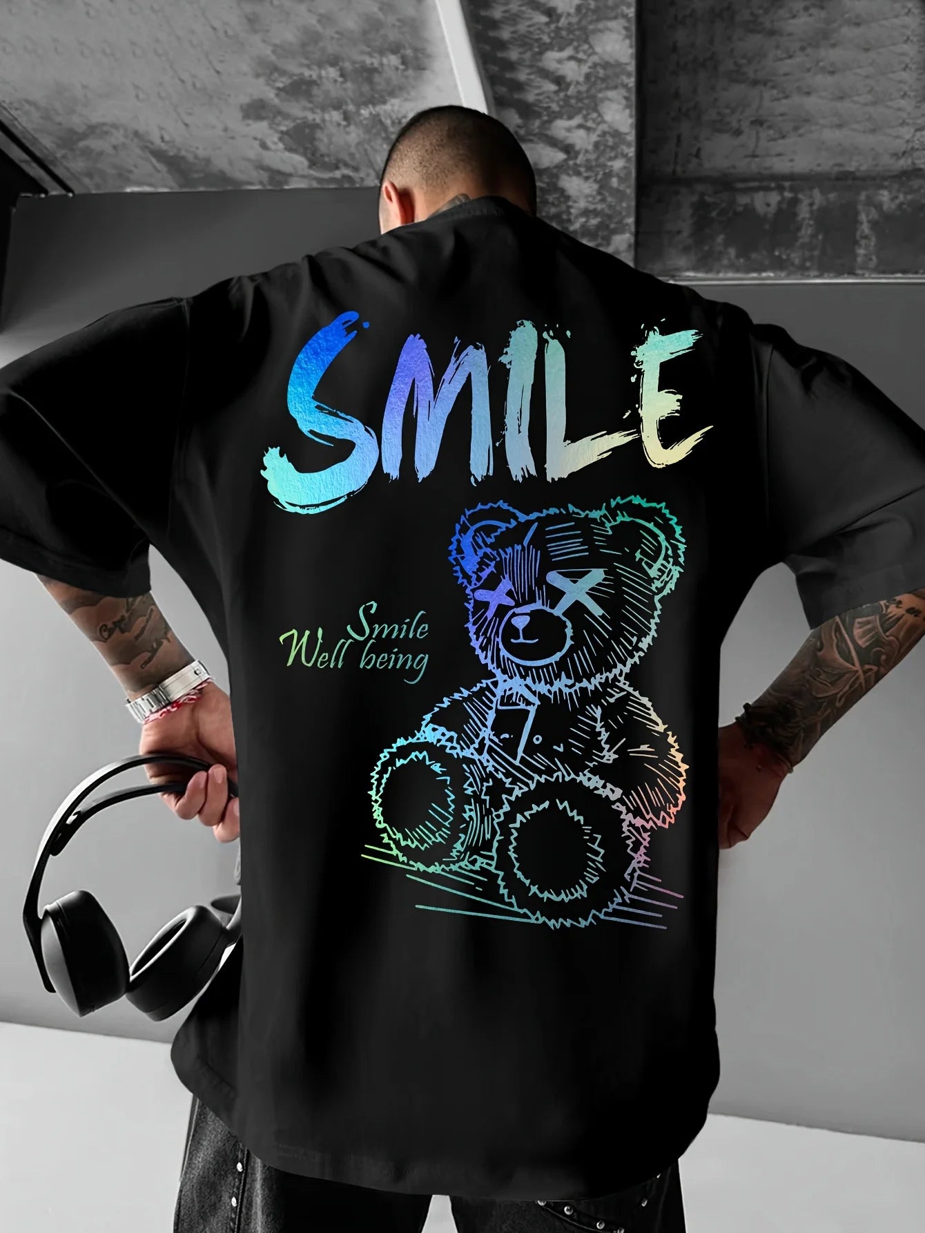 T-Shirt Homme Imprimé Ours 3D - Streetwear Respirant Doux pour l'Été