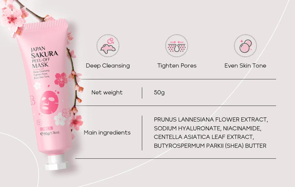 Masque Visage Peel-Off Or 24K Sakura LAIKOU - Anti-Rides Blanchissant Points Noirs Rajeunissement
