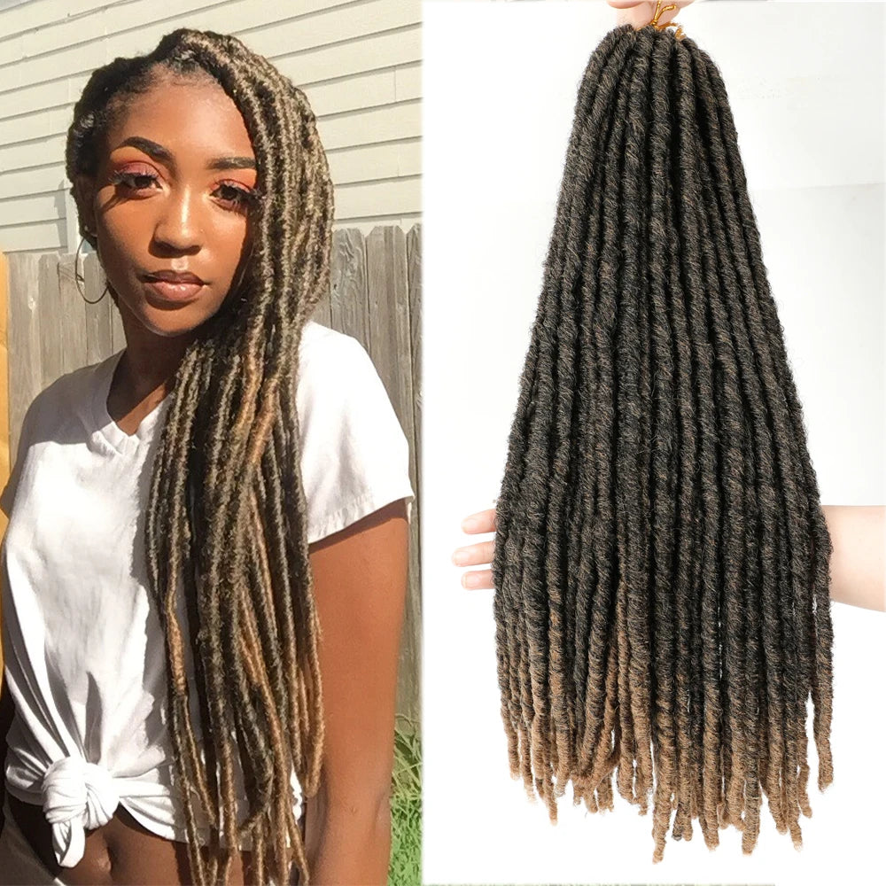 Extensions Crochet Braids Faux Locs Lisses - Dreadlocks Synthétiques Ombré Marron