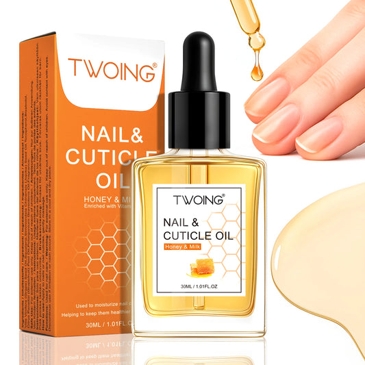Huile Cuticules TWOING Miel Lait 30ml -Hydratante Ongles Peau Sèche Nutrition Soin