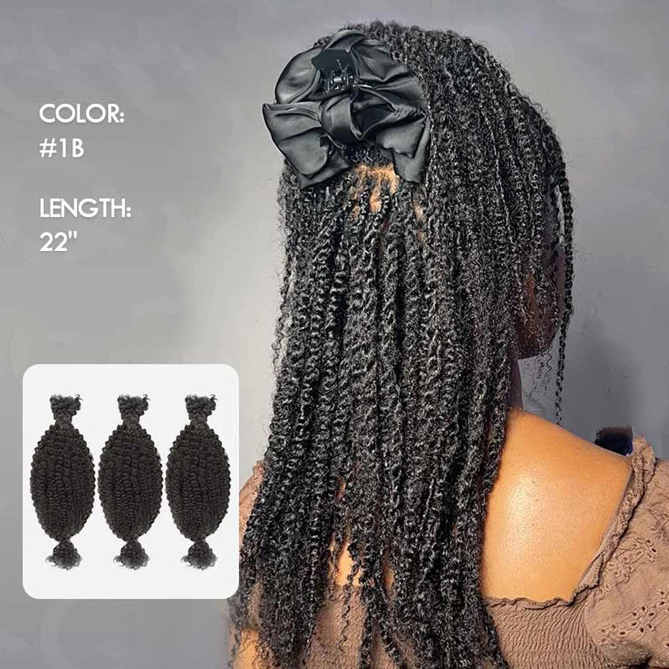 Mèches Cheveux Humains Afro Kinky Péruviens - Dreadlocks Extensions Locs Réparation Tressage Twist