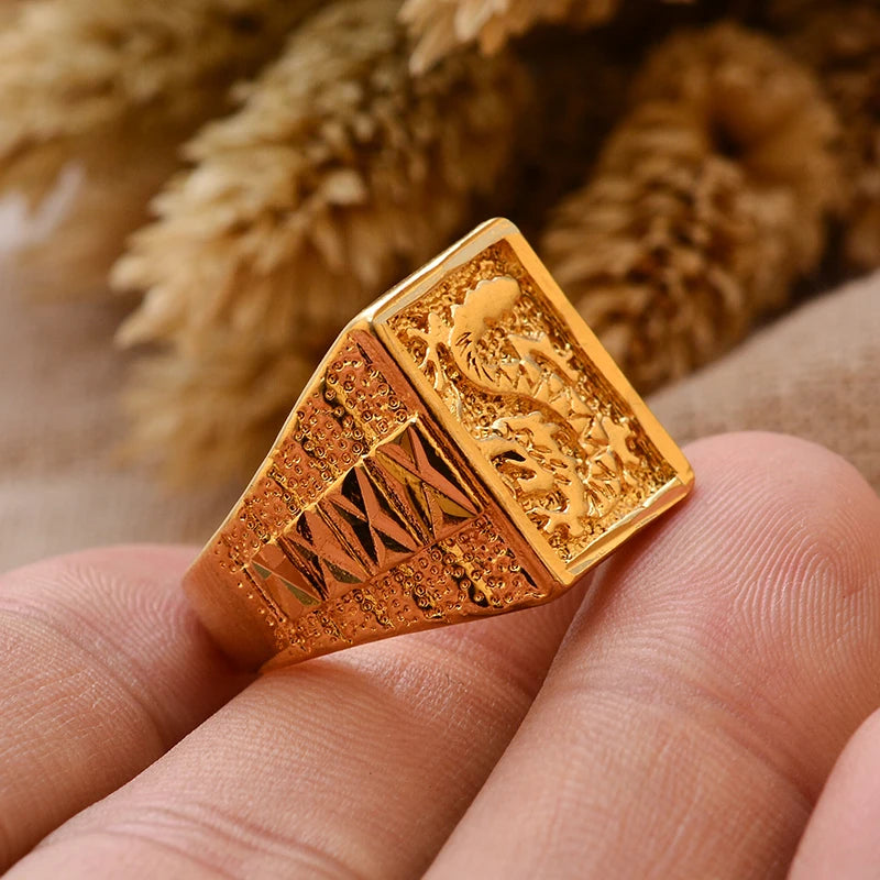 Bague Homme Couleur Or - Style Dubai Moyen-Orient