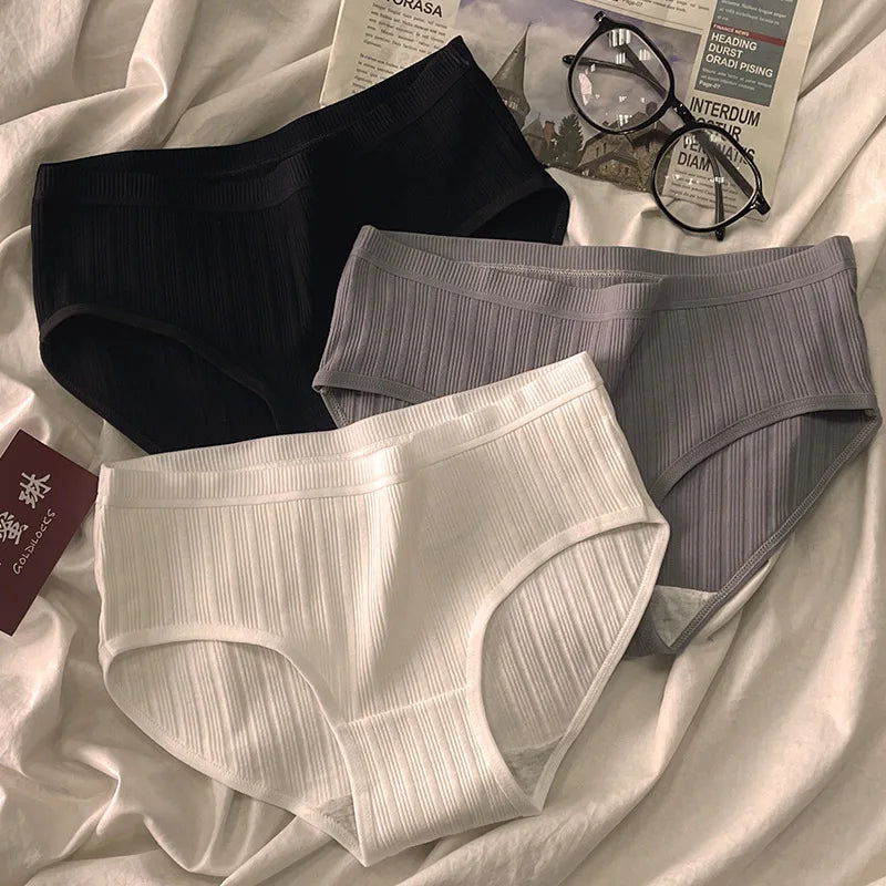 Lot 3 Culottes Coton Femme - Slips Couleur Unie Doux Confortables | Lingerie Sexy Intimates