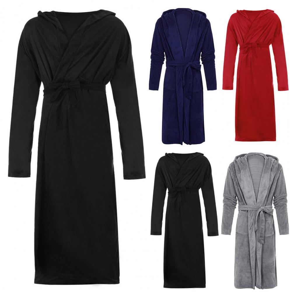 Peignoir Homme Flanelle à Capuche - Robe de Chambre Polaire Hiver