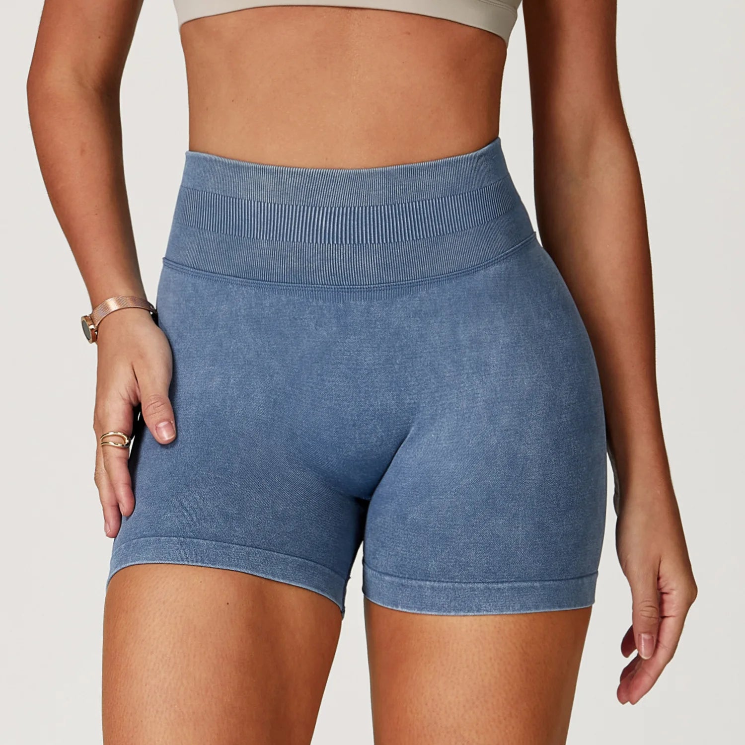 Short de Yoga Taille Haute Femme – Nylon Elasthanne, Sans Coutures, Gainant