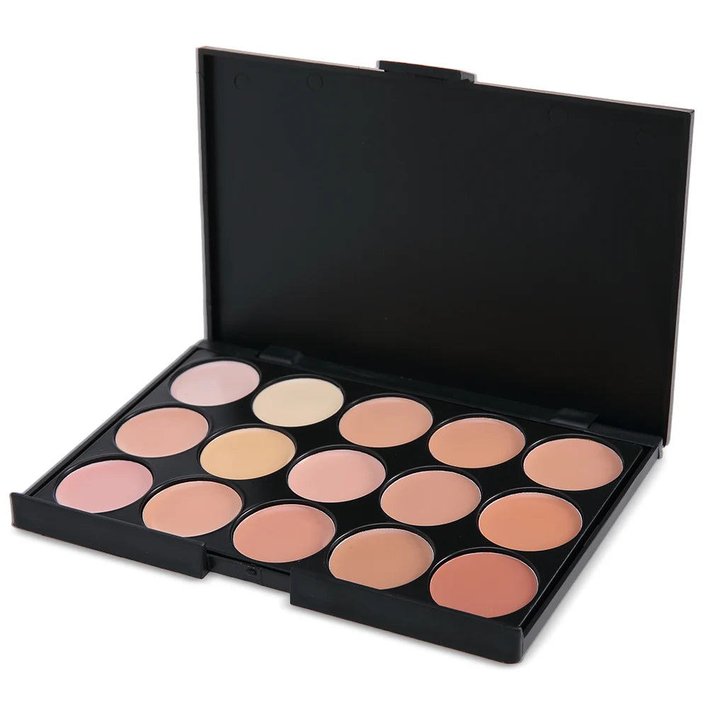 POPFEEL Palette Correcteur 15 Couleurs avec Pinceau et Éponge - Multifonction Imperfections Contouring Tatouage